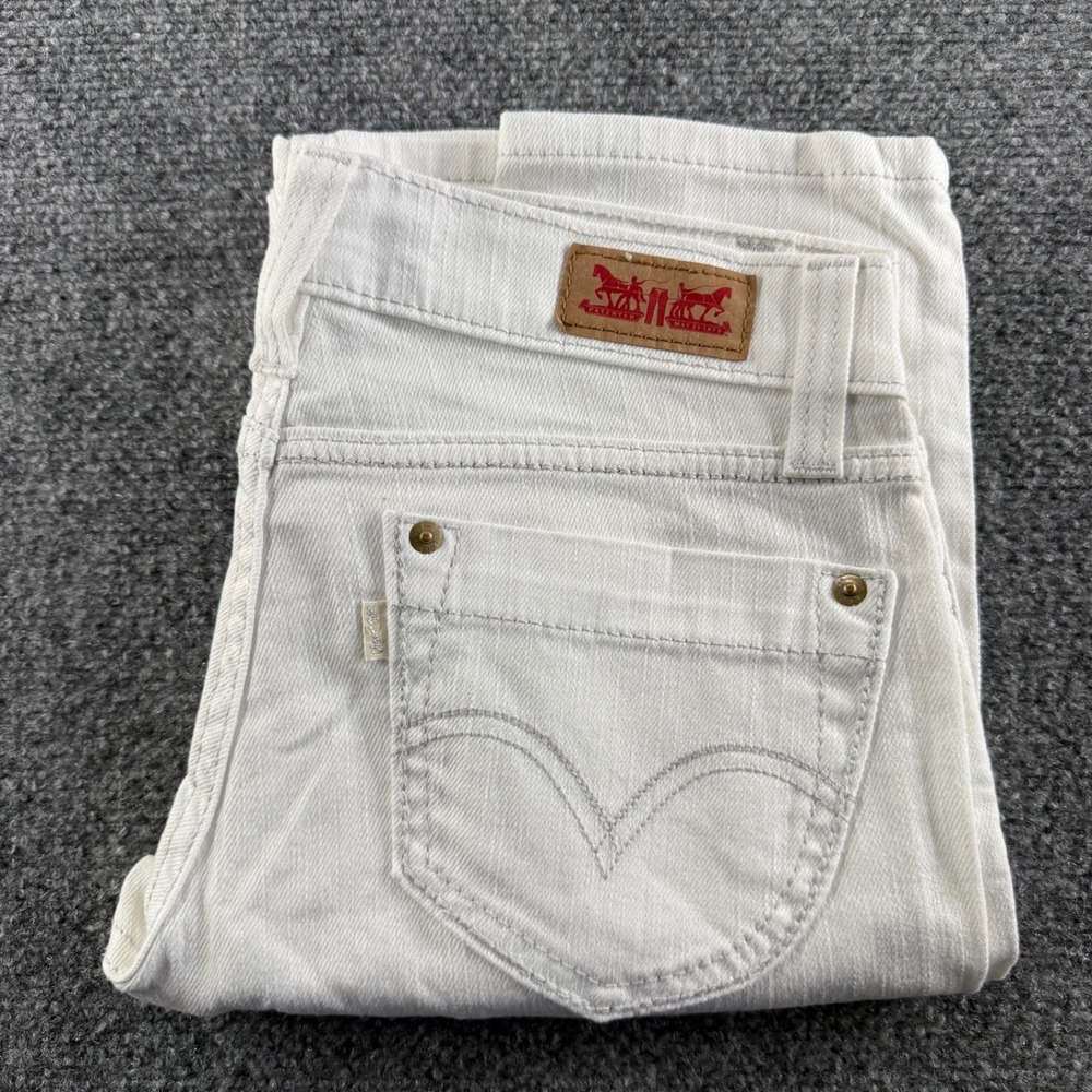 Levis 524 Too Superlow White Slim Fit Low Rise Denim Jeans 0422